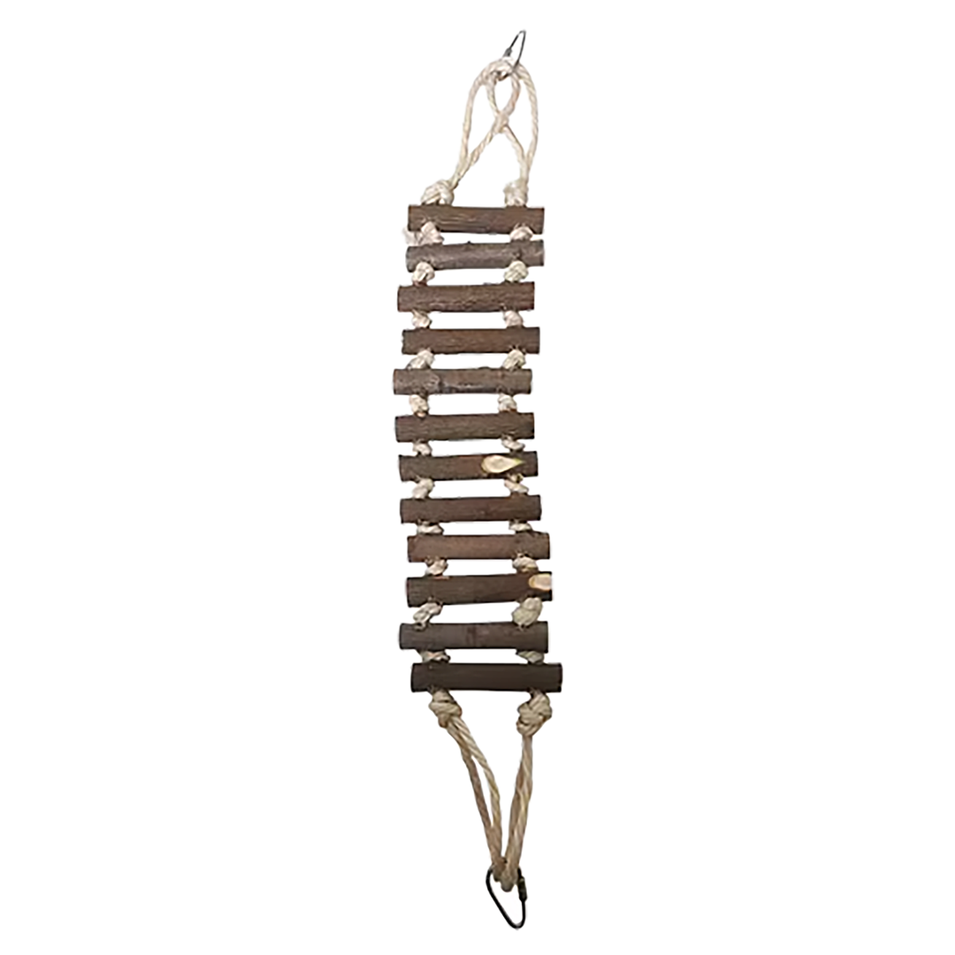 A&E Cage Company Natural Wood Rope Ladder Small - Wooden Balance Bridge Bird Swing #HB01481