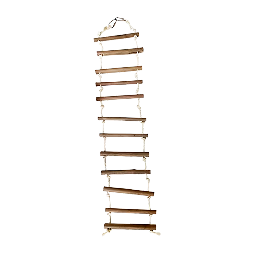 A&E Cage Company Natural Wood Rope Ladder Large - Wooden Balance Bridge Bird Swing #HB01482