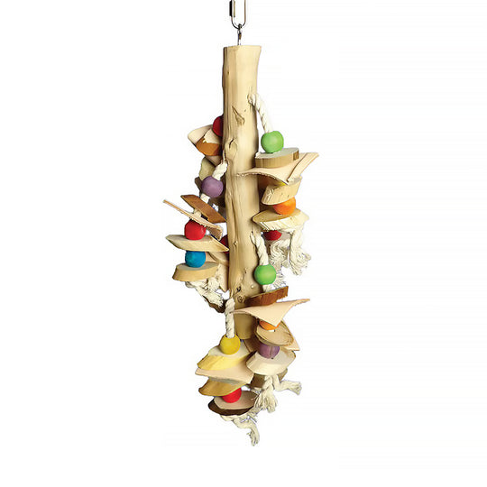 A&E Cage Company Happy Beaks Real Wood with Hanging Wood Cylinders - Chew Bird Toy #HB111