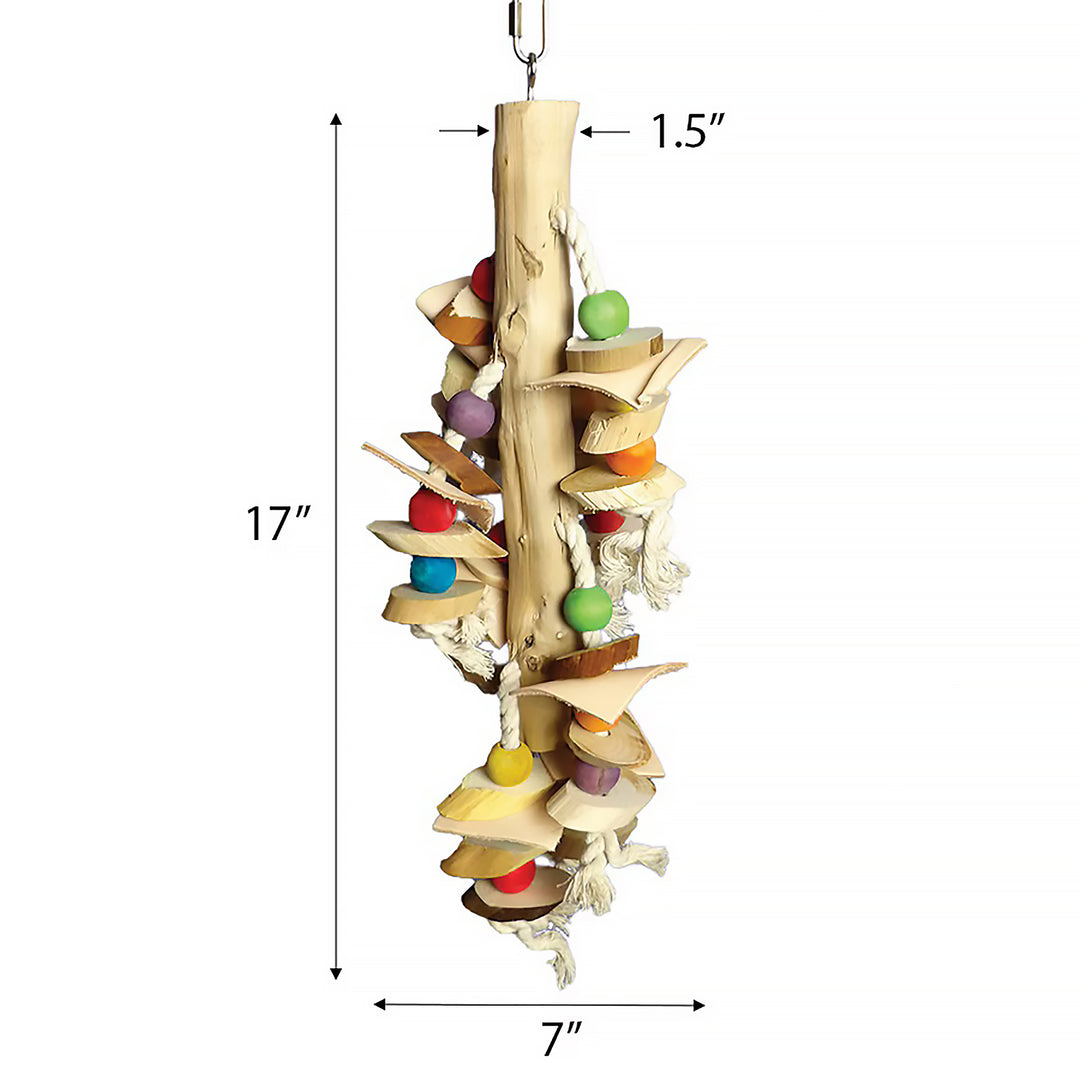 A&E Cage Company Happy Beaks Real Wood with Hanging Wood Cylinders - Chew Bird Toy #HB111