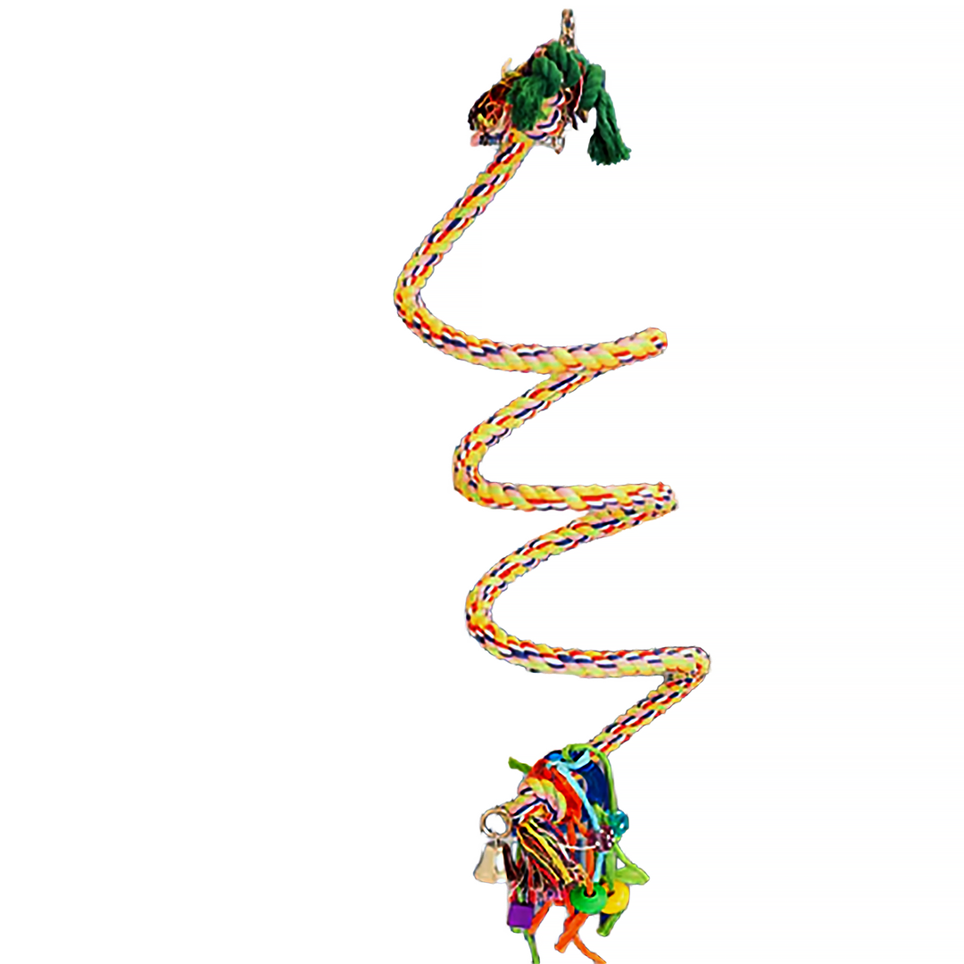 A&E Cage Company Fancy Small Cotton Rope Boing with Bell 52” x 1/2” - Cotton Bungee Swing Bird Toy #HB551F