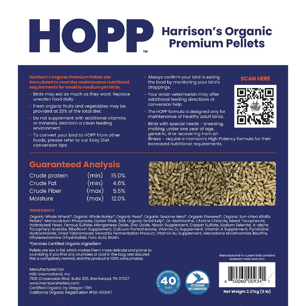 Harrison's Organic Premium Pellets HOPP - 1lb