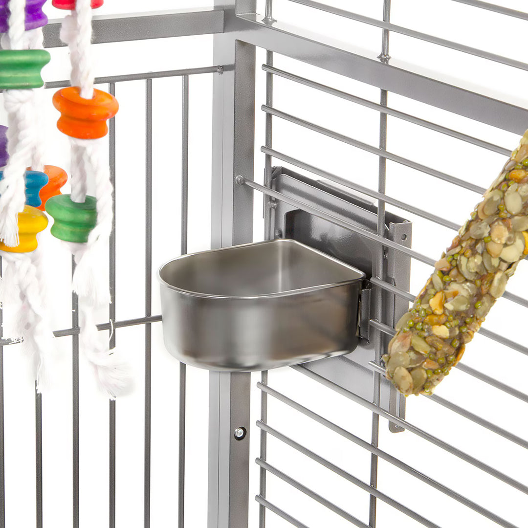 A&E Cage Company Elegant Style Flight Cage with Opening Top Platinum - 28” x 18” - Small Bird Enclosure #MA2818FL HQ Platinum
