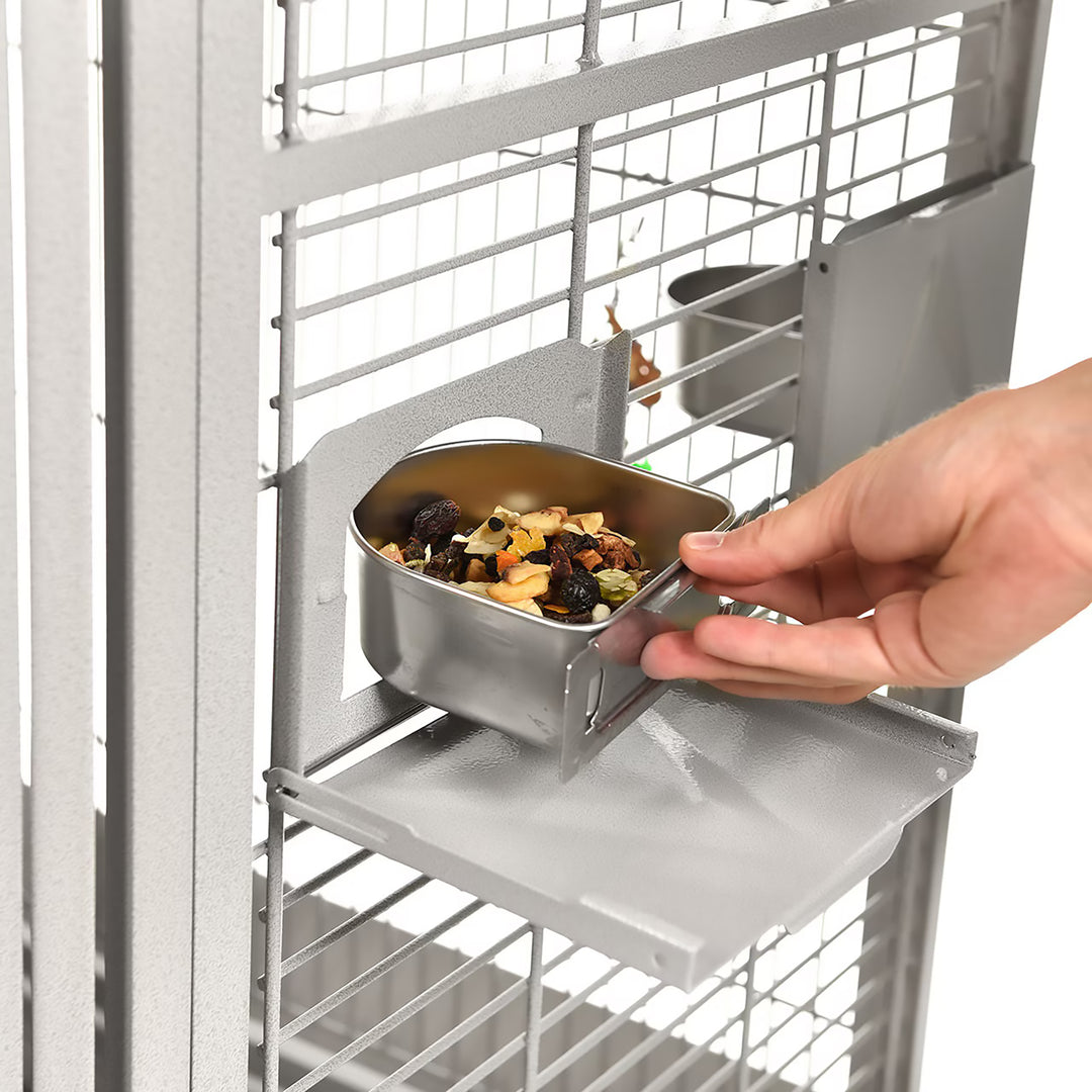 A&E Cage Company Elegant Style Flight Cage with Opening Top Platinum - 28” x 18” - Small Bird Enclosure #MA2818FL HQ Platinum