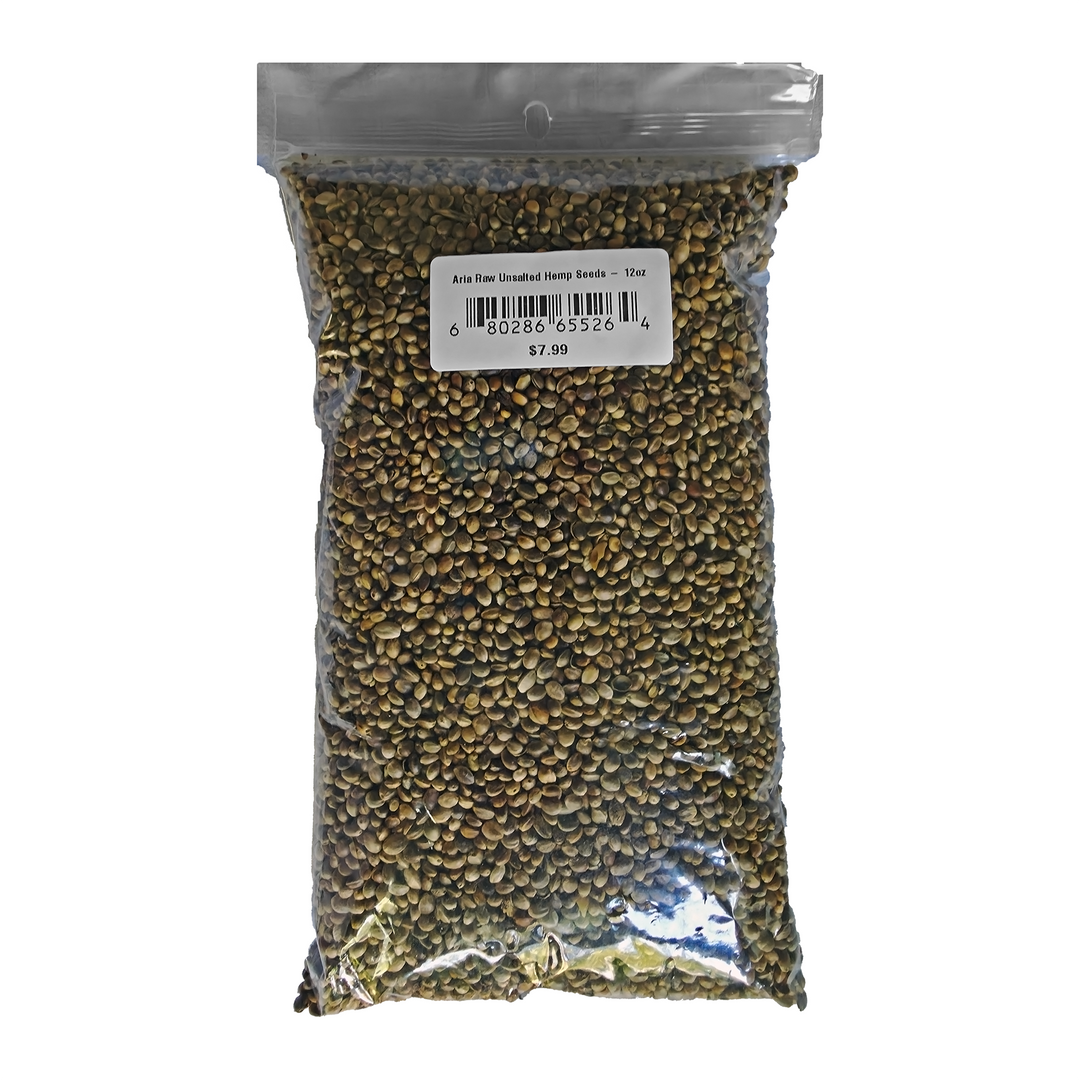 Aria Raw Unsalted Hemp Seeds - Parrot Treat & Nutrient-Rich Supplement 12oz