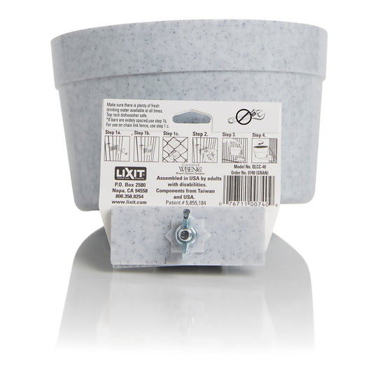 Lixit Quick Lock Cage Bowl Granite 40oz - BPA-Free Plastic Bird Cage Food Dish