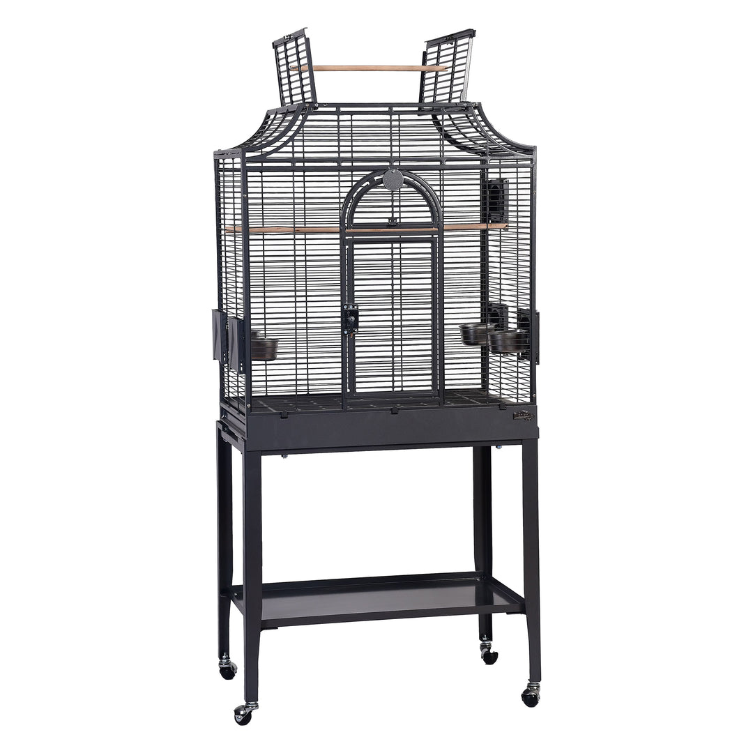 A&E Cage Company Elegant Style Flight Cage with Opening Top Black - 28” x 18” - Small Bird Enclosure #MA2818FL HQ Black