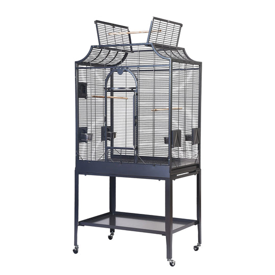 A&E Cage Company Elegant Style Flight Cage with Opening Top Black - 32” x 21” - Small Bird Enclosure #MA3221FL HQ Black