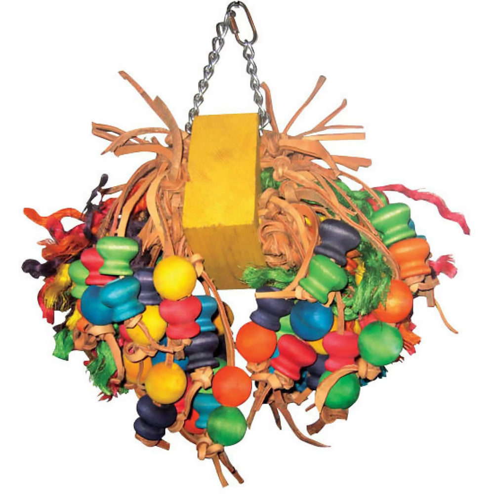 A&E Cage Company Happy Beaks Medium Cluster of Hanging Wood Balls - Chew Bird Toy HB143