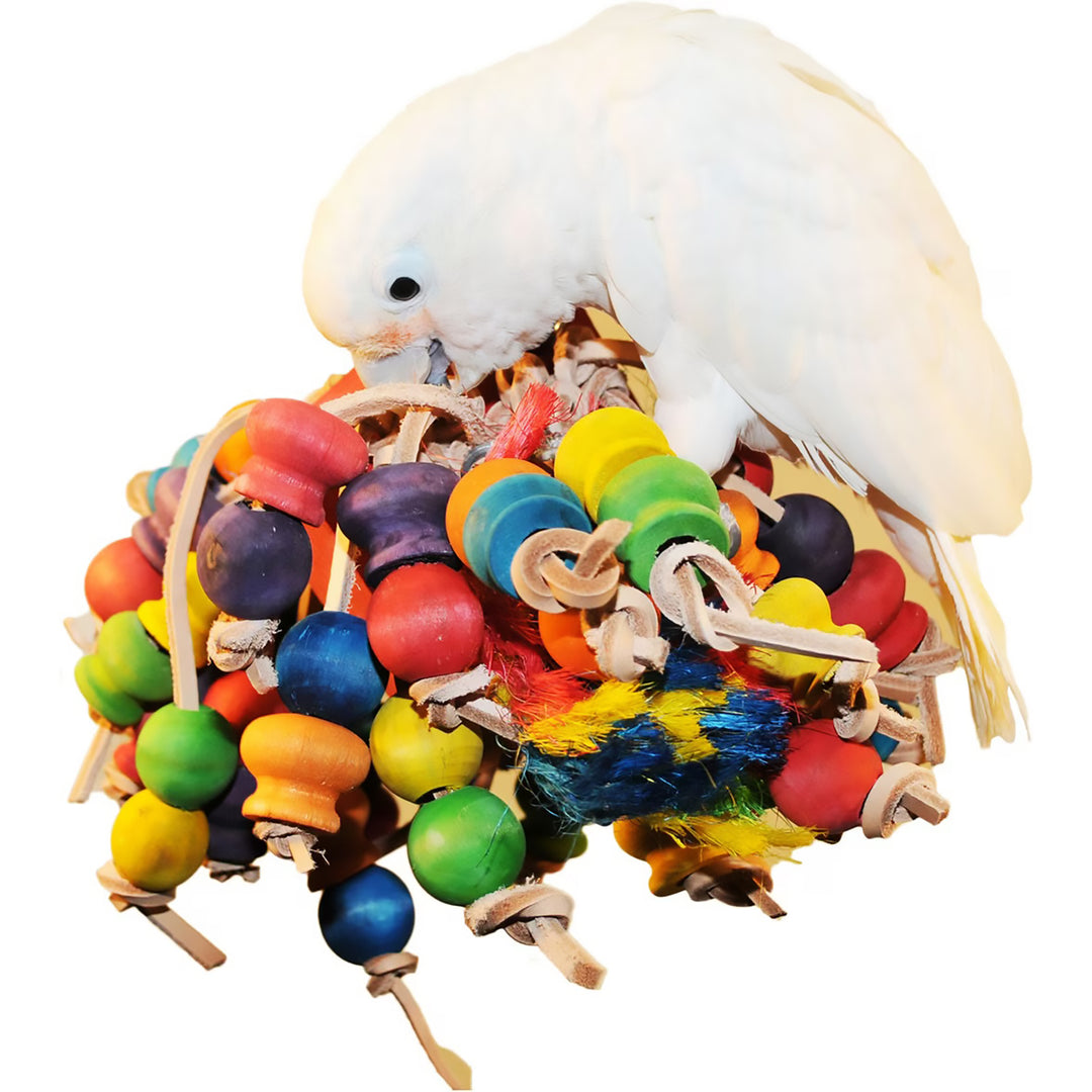A&E Cage Company Happy Beaks Medium Cluster of Hanging Wood Balls - Chew Bird Toy HB143