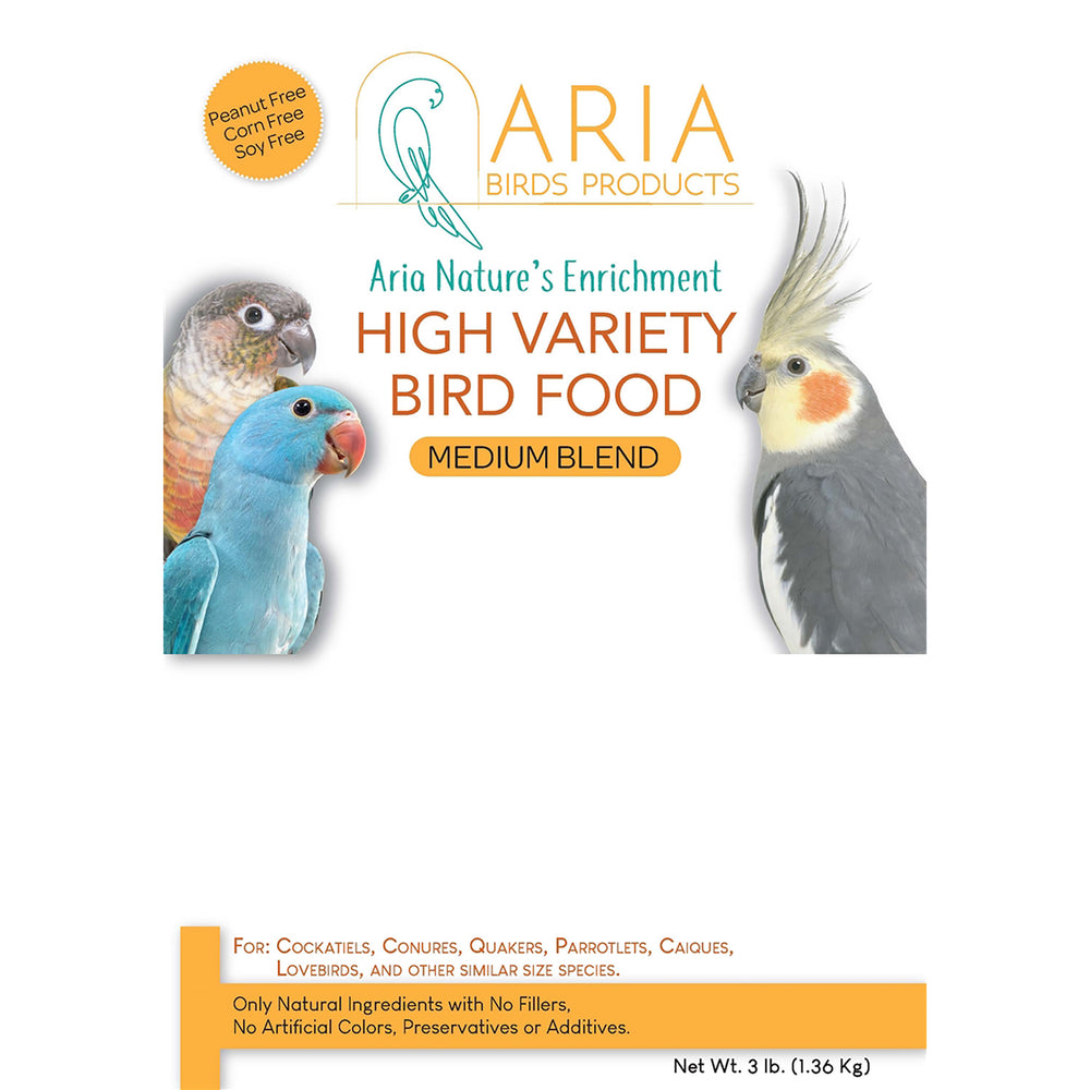 #1004 Aria Nature's Enrichment High-Variety Seed Blend for Medium Parrots - 3lb