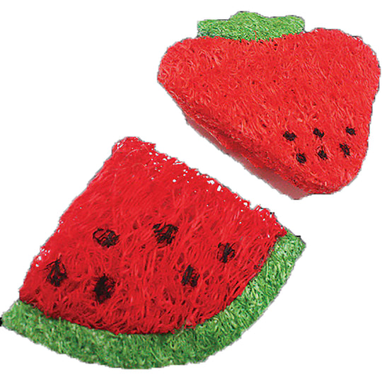 A&E Cage Company Nibbles Loofah Strawberry and Watermelon Slice - 2 Pack #NB010