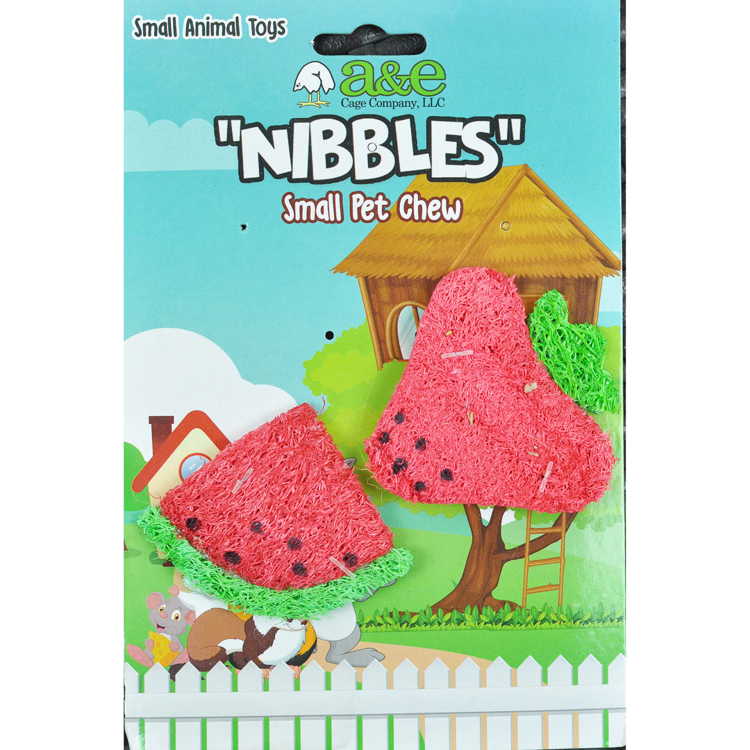 A&E Cage Company Nibbles Loofah Strawberry and Watermelon Slice - 2 Pack #NB010