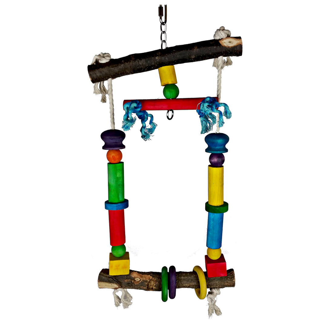 A&E Cage Company Natural Wood Swing with Rope - Parrot Perch Swing #HB117