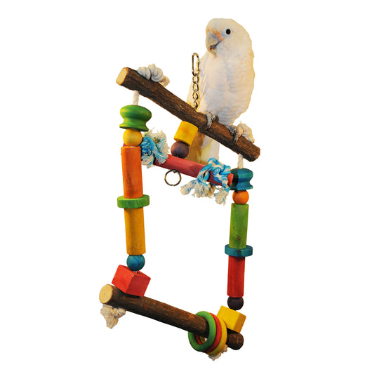 A&E Cage Company Natural Wood Swing with Rope - Parrot Perch Swing #HB117