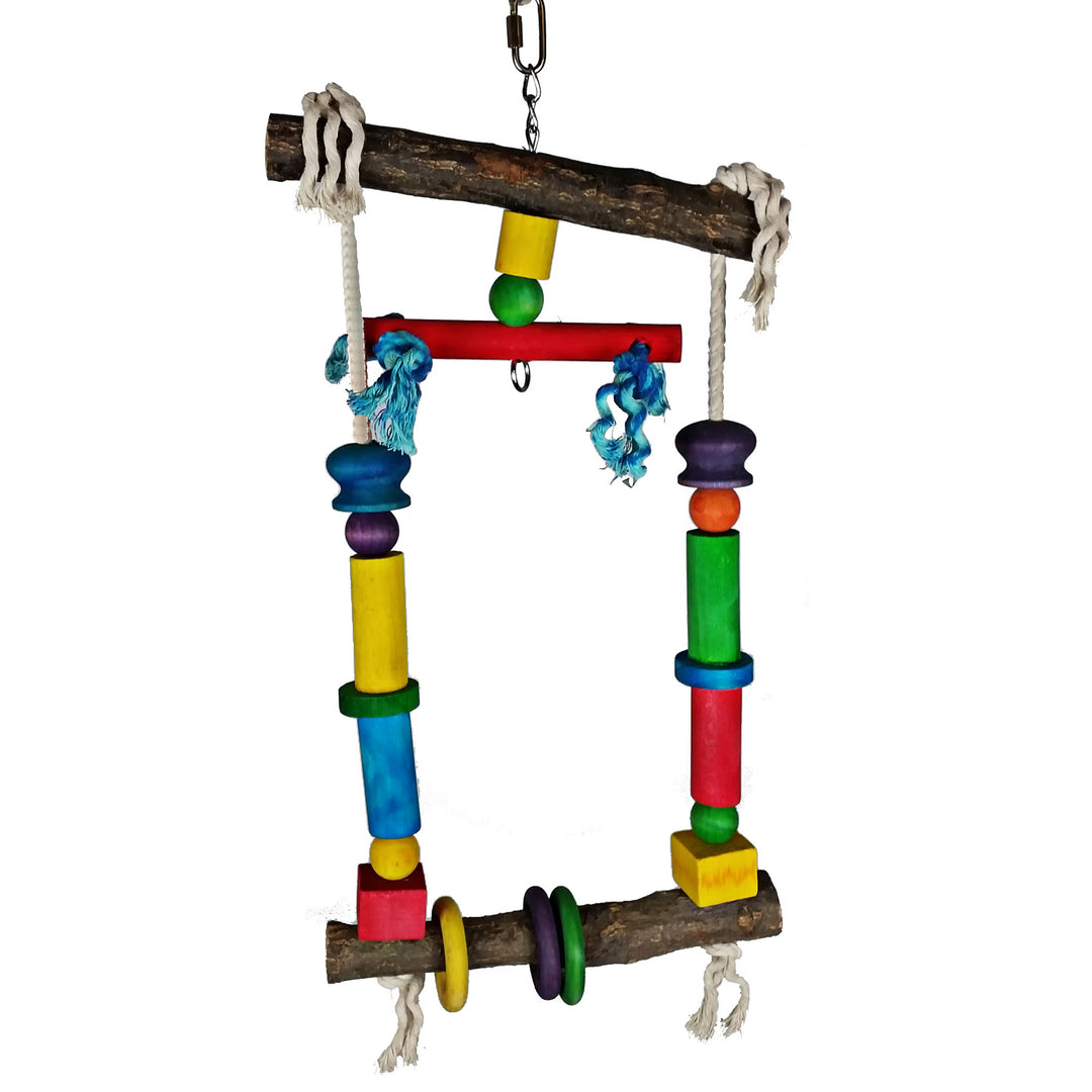 A&E Cage Company Natural Wood Swing with Rope - Parrot Perch Swing #HB117