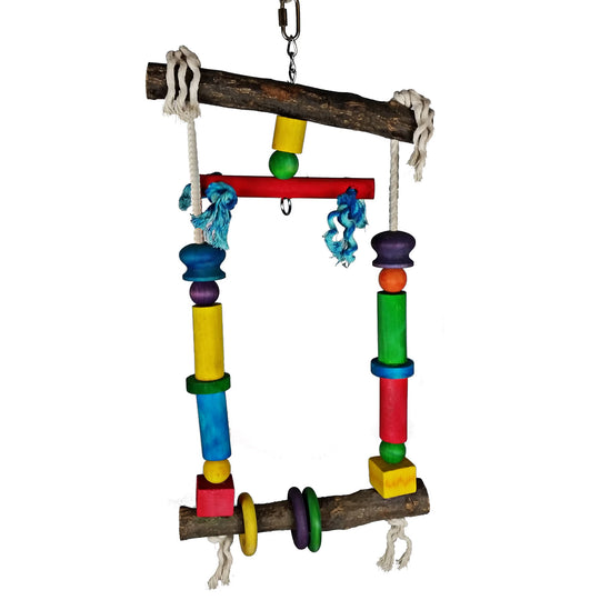 A&E Cage Company Natural Wood Swing with Rope - Parrot Perch Swing #HB117