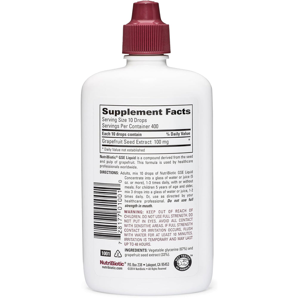 NutriBiotic Vegan GSE Grapefruit Seed Extract Liquid Concentrate Dietary Supplement - 4oz