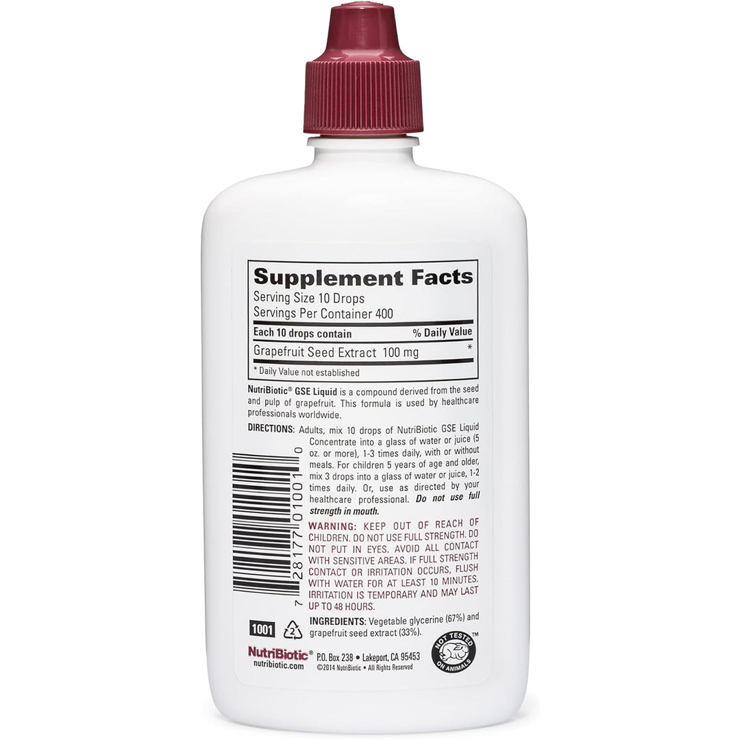 NutriBiotic Vegan GSE Grapefruit Seed Extract Liquid Concentrate Dietary Supplement - 4oz
