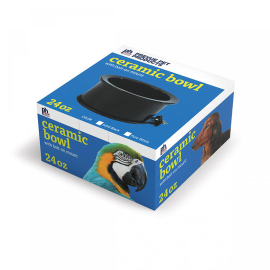 Prevue Pet Products 24oz Ceramic Crock with Bolt-on Mount - 5 3/8” Diameter - Spare Food Dish #6402