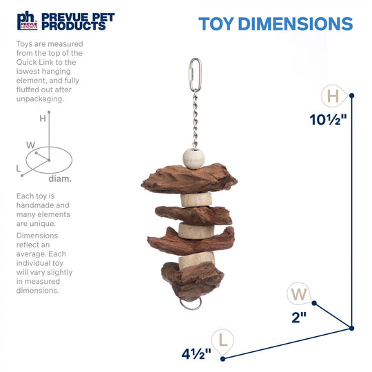 Prevue Pet Products Naturals Brownie Snack Bird Toy - Hard Chew Parrot Toy #62550