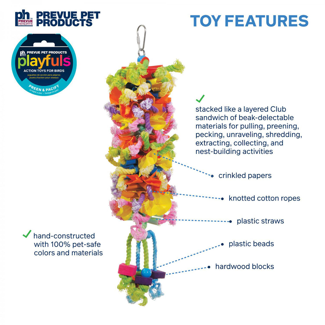 Prevue Pet Products Playfuls Club Bird Toy - Shred & Chew Parrot Toy #62606