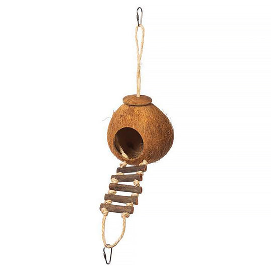 Prevue Pet Products Naturals Coco Hideaway with Bird Ladder - Climb & Chew Parrot Toy #62801