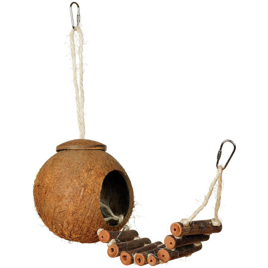 Prevue Pet Products Naturals Coco Hideaway with Bird Ladder - Climb & Chew Parrot Toy #62801