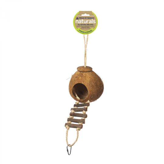 Prevue Pet Products Naturals Coco Hideaway with Bird Ladder - Climb & Chew Parrot Toy #62801