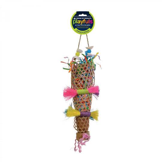 Prevue Pet Products Playfuls Confetti Kazoo Bird Toy - Shred & Chew Parrot Toy #62513