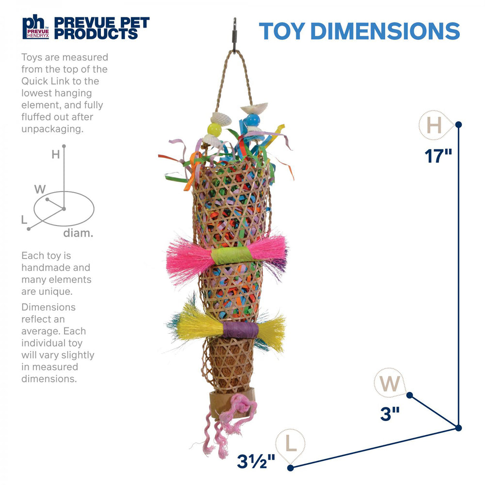Prevue Pet Products Playfuls Confetti Kazoo Bird Toy - Shred & Chew Parrot Toy #62513