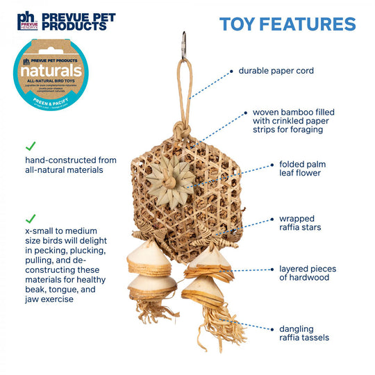 Prevue Pet Products Naturals Dreamers Delight Bird Toy - Chew Parrot Toy #60265