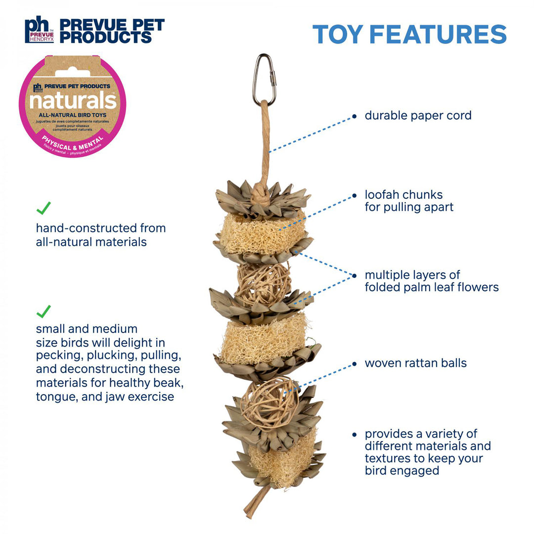 Prevue Pet Products Naturals Flowers & Cubes Bird Toy - Chew Parrot Toy #60264