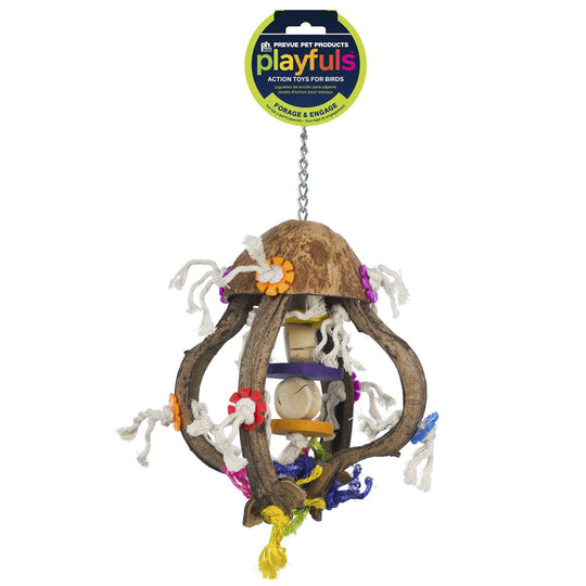 Prevue Pet Products Playfuls Jellyfish Bird Toy - Hard Chew & Foraging Parrot Toy #62671