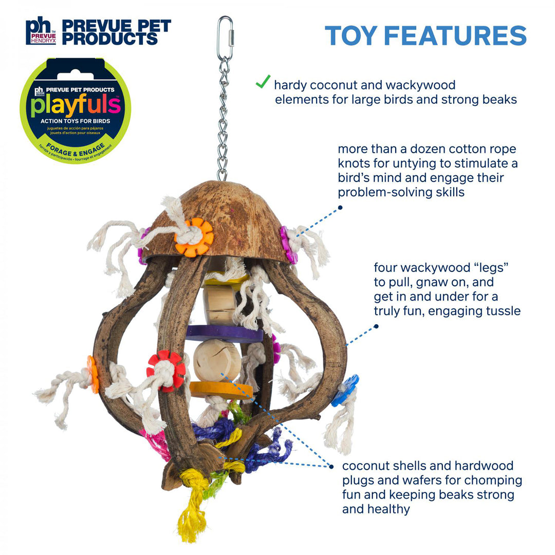 Prevue Pet Products Playfuls Jellyfish Bird Toy - Hard Chew & Foraging Parrot Toy #62671