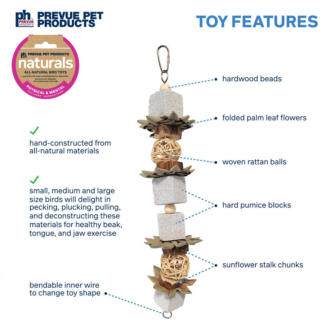 Prevue Pet Products Naturals Lava Cubes & Spheres Bird Toy - Tough Chew Parrot Toy #60260