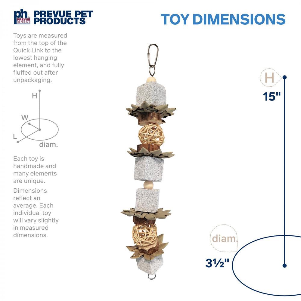Prevue Pet Products Naturals Lava Cubes & Spheres Bird Toy - Tough Chew Parrot Toy #60260