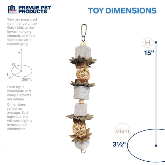 Prevue Pet Products Naturals Lava Cubes & Spheres Bird Toy - Tough Chew Parrot Toy #60260