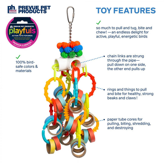 Prevue Pet Products Playfuls Loops 'n Rings Bird Toy - Chew Parrot Toy #60252