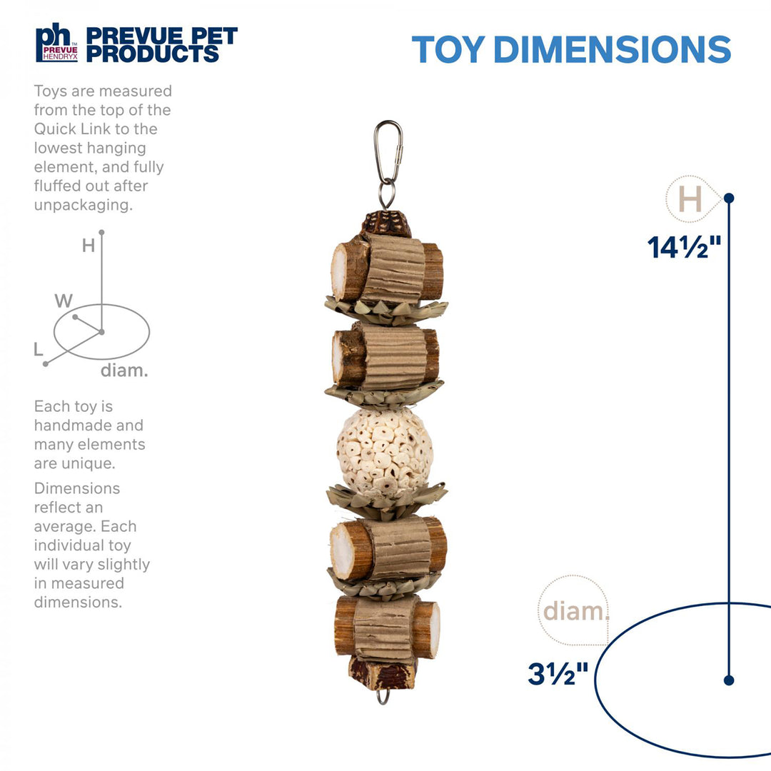 Prevue Pet Products Naturals Lumberjack Stack Bird Toy - Hard Chew Parrot Toy #60263