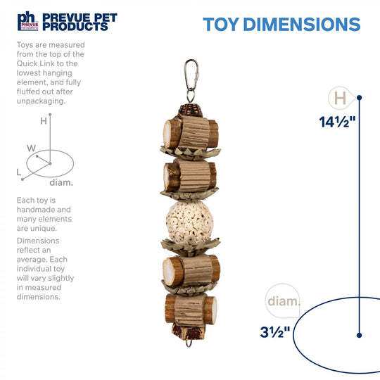 Prevue Pet Products Naturals Lumberjack Stack Bird Toy - Hard Chew Parrot Toy #60263