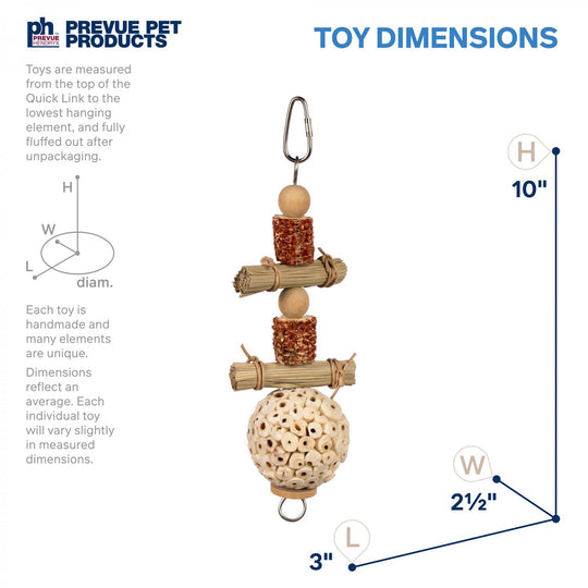 Prevue Pet Products Naturals Lunchin' Logs Bird Toy - Chew Parrot Toy #60262