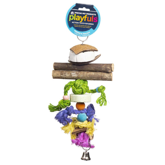 Prevue Pet Products Playfuls Mineral Bird Toy - Shred & Chew Parrot Toy #62478