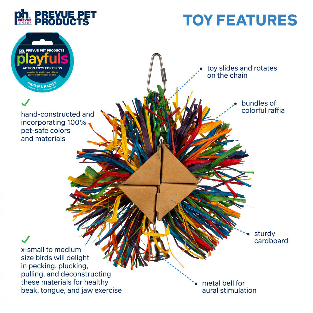 Prevue Pet Products Playfuls Raffia Rainbow Bird Toy - Shred & Chew Parrot Toy #60268