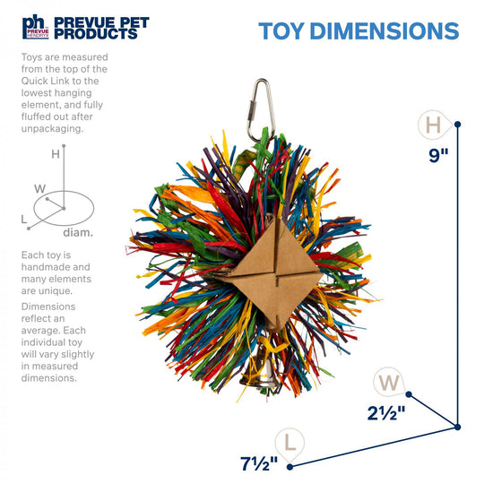 Prevue Pet Products Playfuls Raffia Rainbow Bird Toy - Shred & Chew Parrot Toy #60268