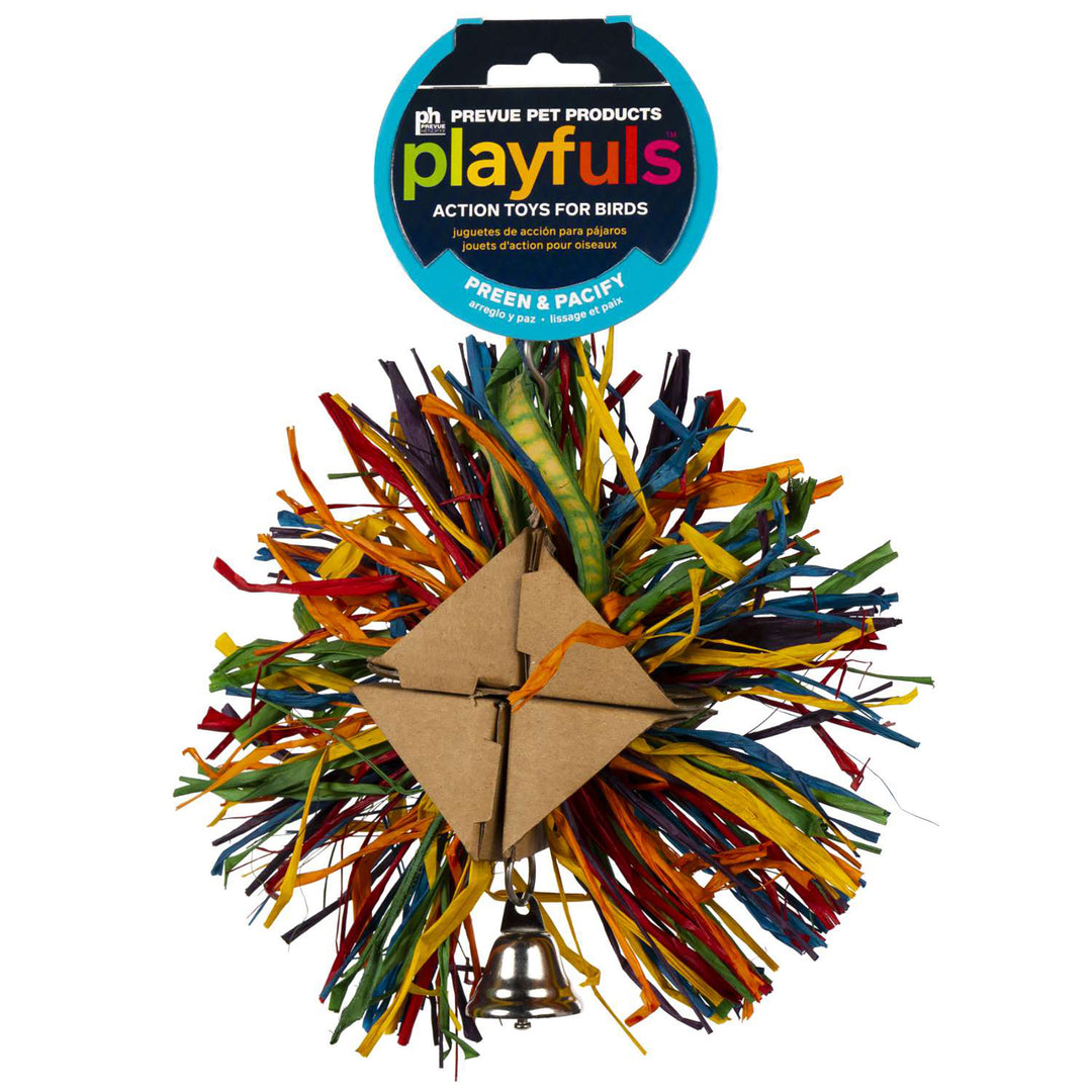 Prevue Pet Products Playfuls Raffia Rainbow Bird Toy - Shred & Chew Parrot Toy #60268
