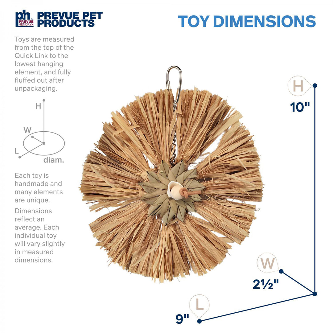 Prevue Pet Products Naturals Raffia Round Bird Toy - Shred & Chew Parrot Toy #60267