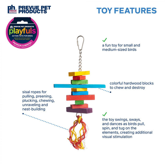 Prevue Pet Products Playfuls Sassy Bird Toy - Hard Chew Parrot Toy #60951
