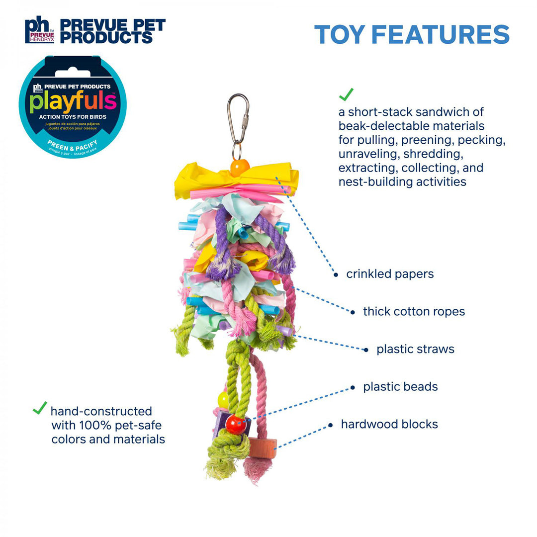 Prevue Pet Products Playfuls Short Stack Bird Toy - Shred & Chew Parrot Toy #62605
