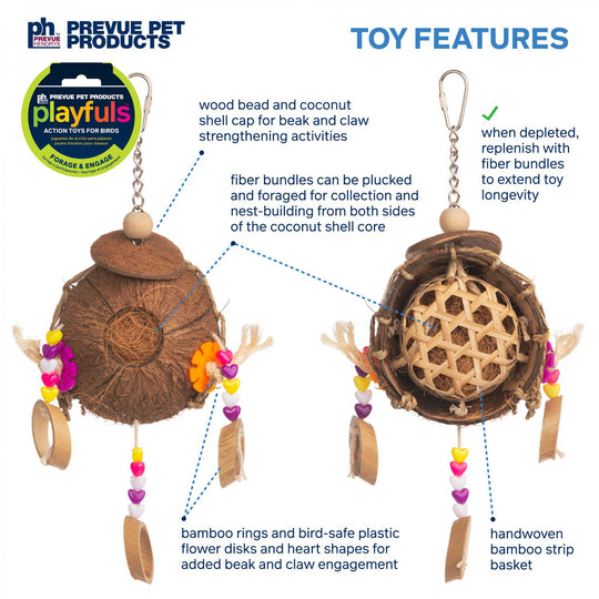 Prevue Pet Products Playfuls Thread Catcher Bird Toy - Shred & Foraging Parrot Toy #62514